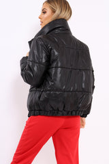 Black Shiny Puffer Coat - Penny-Coats