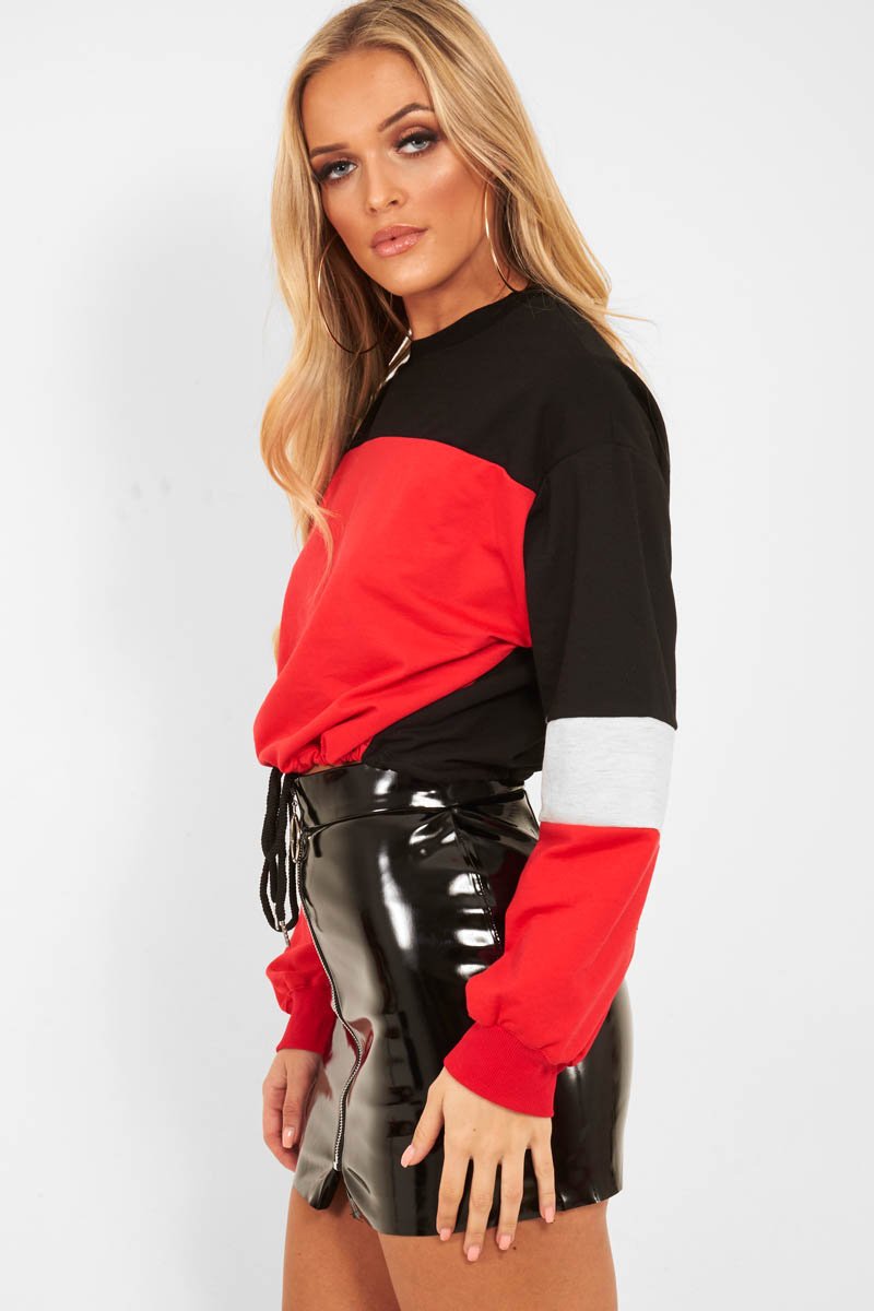 Black Shiny Vinyl Mini Skirt - Aariah-Skirts