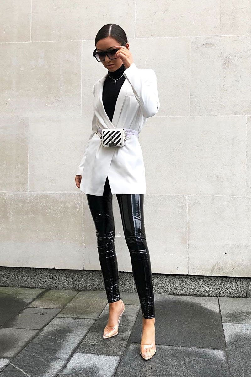 Black Shiny Vinyl PU Leggings - Rio-Leggings