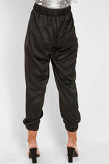 Black Shiny Woven Cargo Trousers - Atley-Trousers