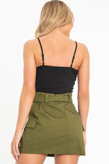 Black Shirred Cup Sleeveless Crop Top - Divya-Crop Tops