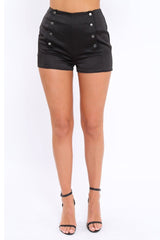 Black Shorts with Popper Detail - Caralina-Shorts