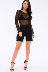 Black Shorts with White Side Stripe and Poppers - Moyra-Shorts