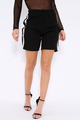 Black Shorts with White Side Stripe and Poppers - Moyra-Shorts