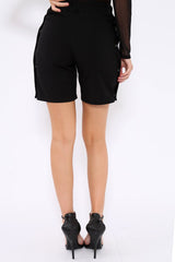 Black Shorts with White Side Stripe and Poppers - Moyra-Shorts