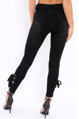 Black Side Bow Skinny Jeans - Emilia-Jeans