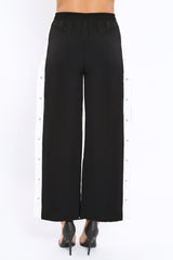 Black Side Popper White Stripe Trousers - Nazneen-Trousers