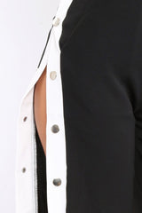 Black Side Popper White Stripe Trousers - Nazneen-Trousers