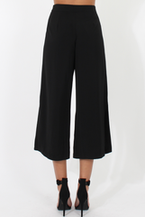 Black Side Slit Culottes - Odette-Trousers