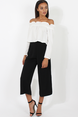 Black Side Slit Culottes - Odette-Trousers