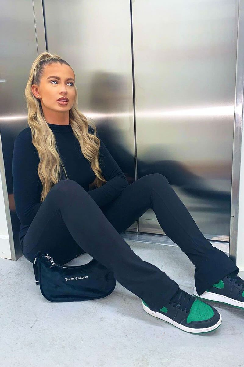 Black Side Split Leggings - Oliviah-Leggings