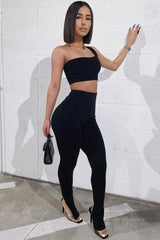 Black Side Split Leggings - Oliviah-Leggings