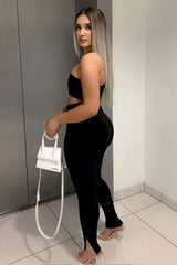 Black Side Split Leggings - Oliviah-Leggings