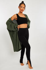 Black Side Split Leggings - Oliviah-Leggings