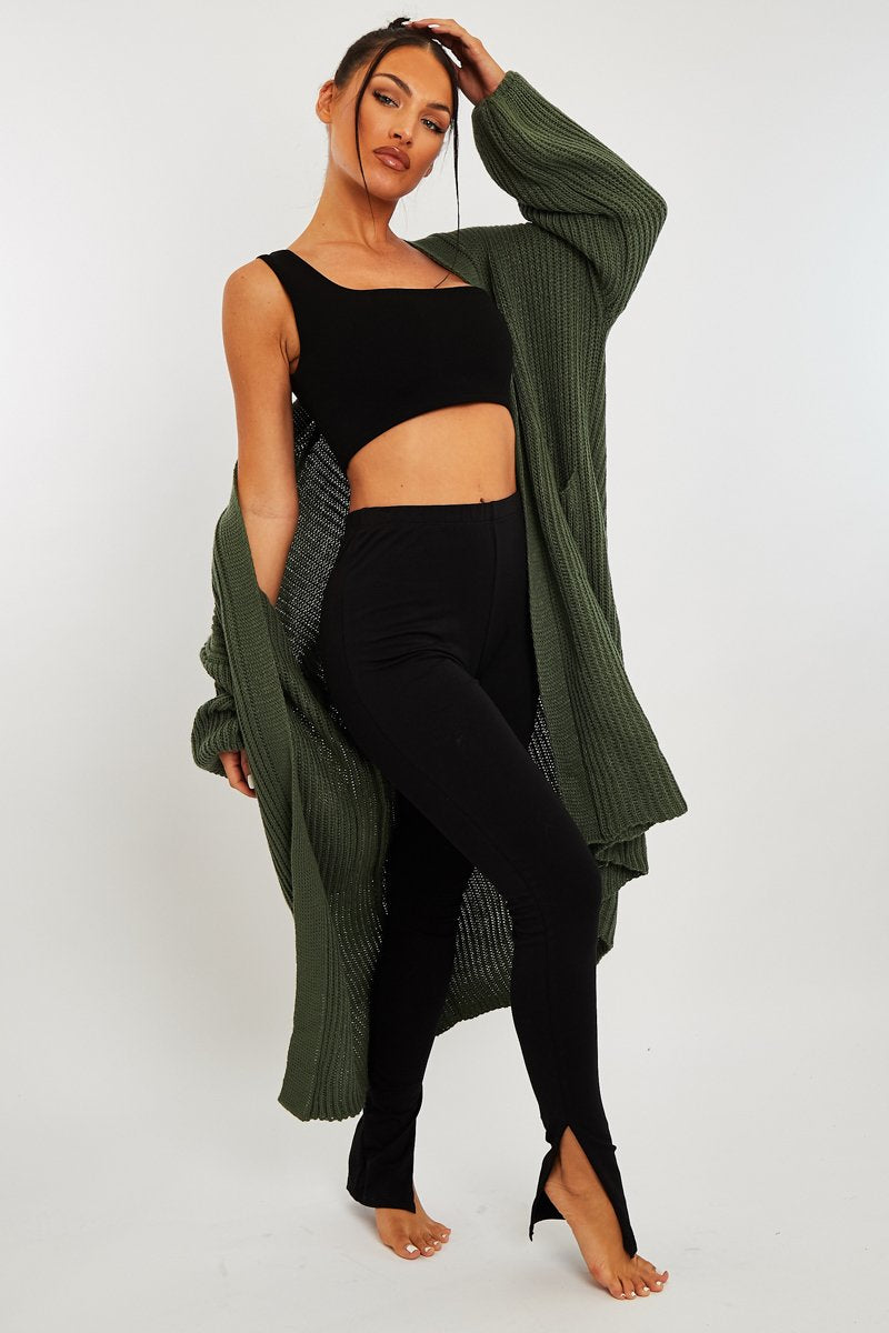Black Side Split Leggings - Oliviah-Leggings