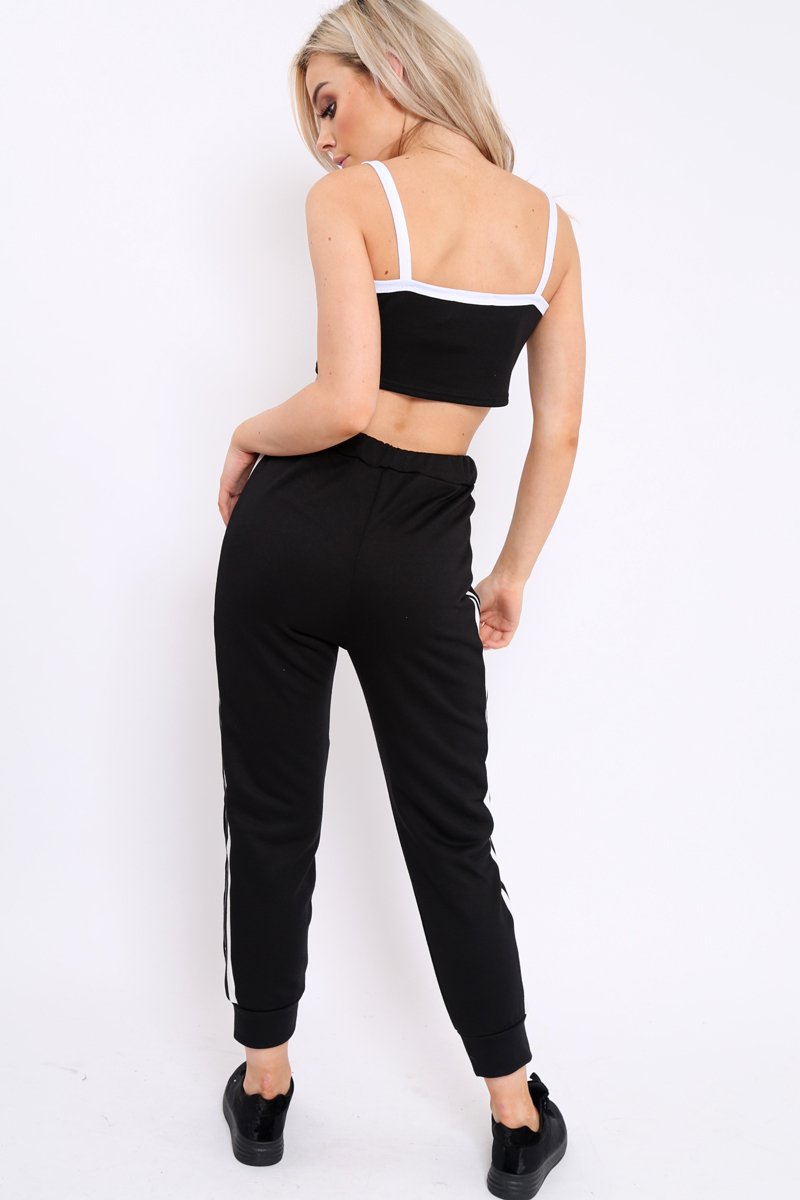 Black Side Sportswear Stripe Loungewear Set - Tiffie-Loungewear