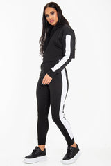 Black Side Stripe Cropped Hoodie and Jogger Set - Darshi-Tracksuits