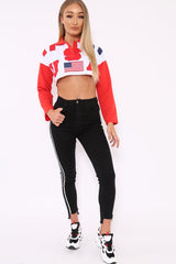 Black Side Stripe Dip Hem Skinny Jeans - Tinlee-Jeans