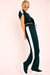 Black Side Stripe Drawstring Top and Trousers Co-ord - Jadah-Co-ords