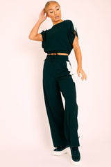 Black Side Stripe Drawstring Top and Trousers Co-ord - Jadah-Co-ords