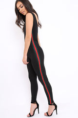 Black Side Stripe Jumpsuit - Jhona-Jumpsuits