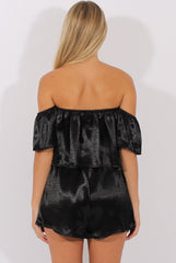 Black Silk Choker Bardot Co-ord - Cari-Co-ords