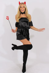 Black Silk Choker Bardot Co-ord - Cari-Co-ords