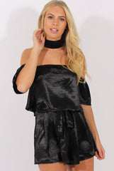 Black Silk Choker Bardot Co-ord - Cari-Co-ords