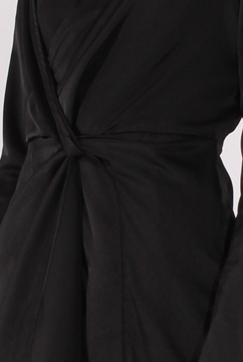 Black Silky Front Twist Playsuit - Venus-Playsuits