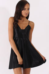 Black Silky Skater Dress - Alena-Dresses