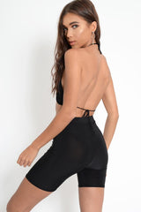 Black Silver Beaded Knitted Halterneck Crop Top - Christ-Crop Tops