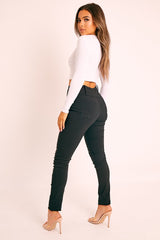 Black Silver Button High Waist Jeans - Sylvi-Jeans
