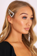 Black Silver Diamante Hair Clip - Ezme-Hair