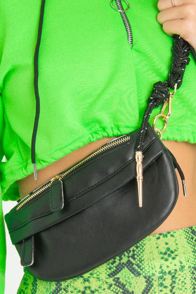 Black Silver Rope Detail Handbag - Israa-Bags