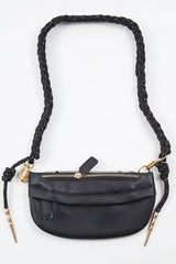 Black Silver Rope Detail Handbag - Israa-Bags
