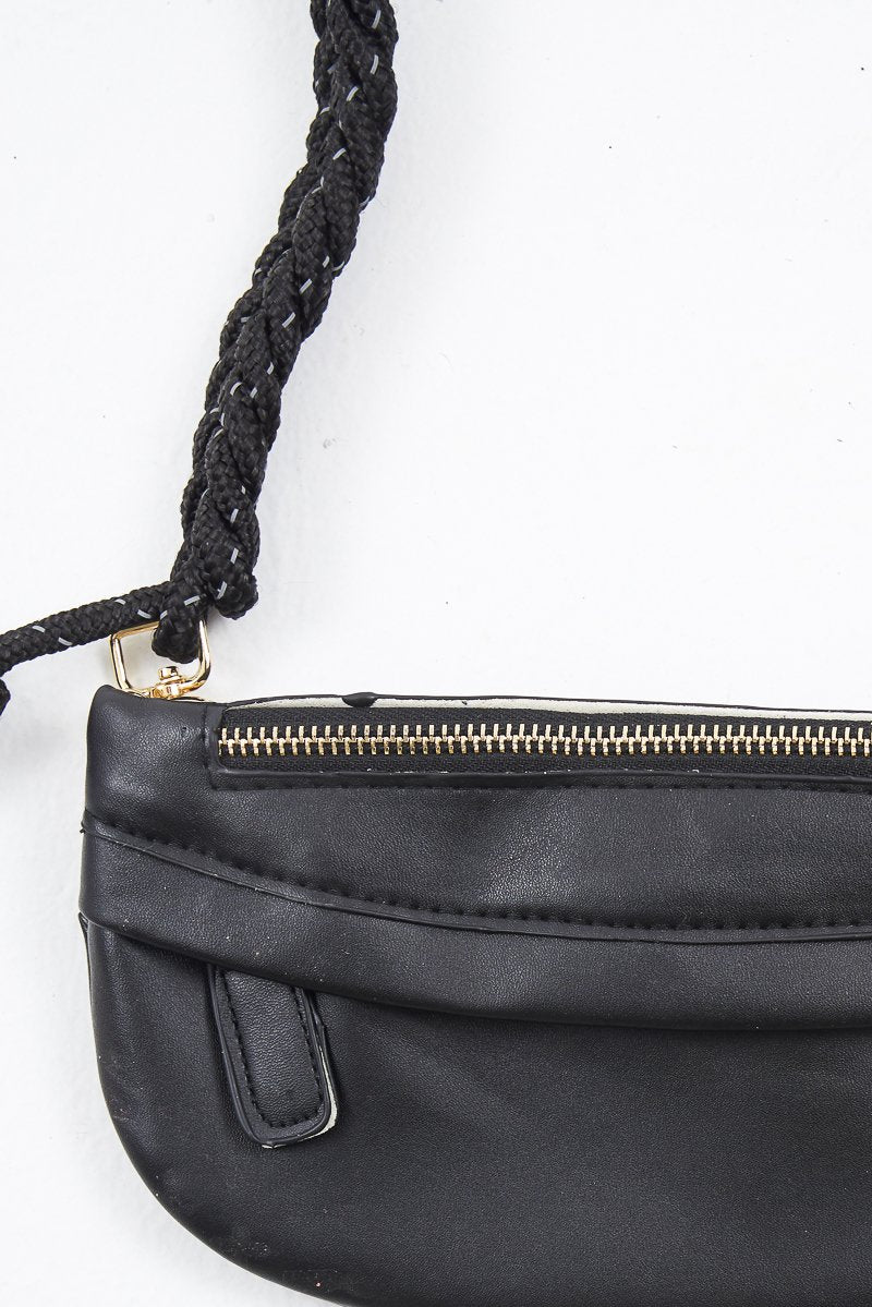 Black Silver Rope Detail Handbag - Israa-Bags