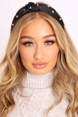 Black Silver Spike Stud Hairband - Mareya-Hair