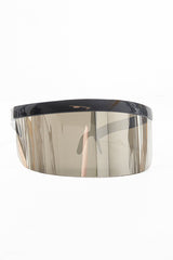 Black Silver Visor Shield Sunglasses - Lonie-Sunglasses