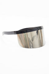 Black Silver Visor Shield Sunglasses - Lonie-Sunglasses