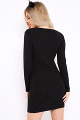 Black Skeleton Halloween Mini Dress-Dresses