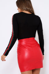 Black Sleeve Stripe Bodysuit - Evah-Bodysuits