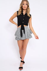 Black Sleeveless Tie at Front Blouse - Crista-Blouse