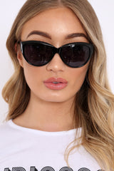 Black Slight Cat Eye Rounded Frame Sunglasses - Kina-Sunglasses