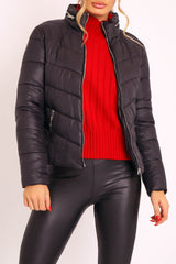 Black Slim Fit Puffer Coat - Mahala-Coats