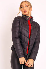 Black Slim Fit Puffer Coat - Mahala-Coats