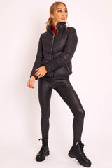 Black Slim Fit Puffer Coat - Mahala-Coats