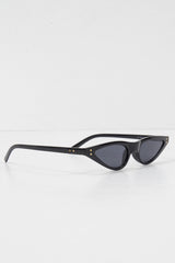 Black Slim Pointed Cat Eye Sunglasses - Fluer-Sunglasses