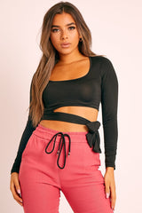 Black Slinky Ballerina Crop Top - Madie-Tops