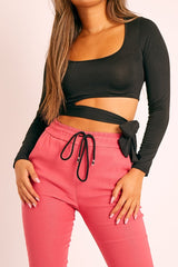 Black Slinky Ballerina Crop Top - Madie-Tops