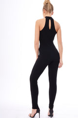 Black Slinky Lace Up Corset Choker Jumpsuit - Daisey-Jumpsuits